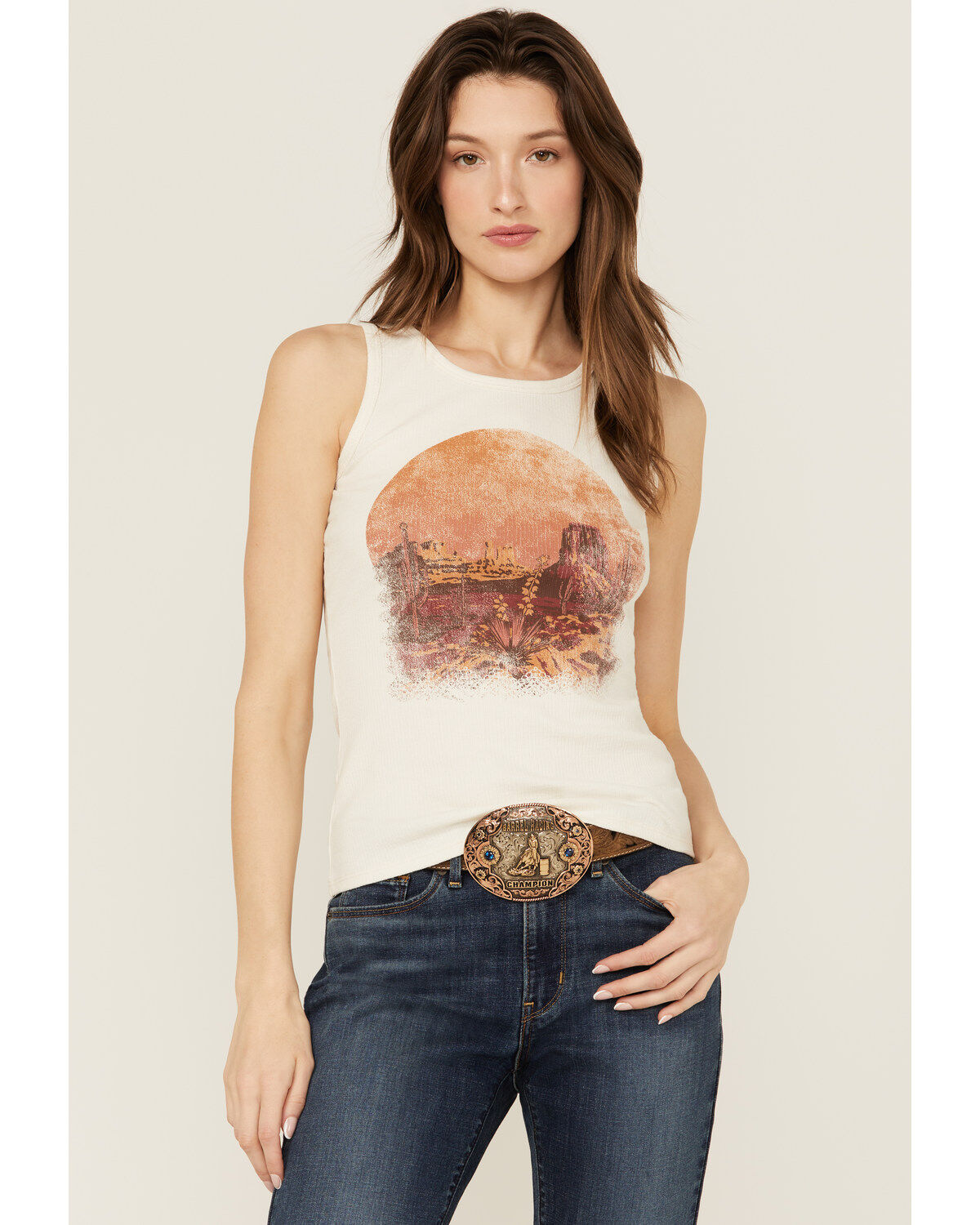 Shyanne Women's Desert Scene Graphic Rib Knit Tank