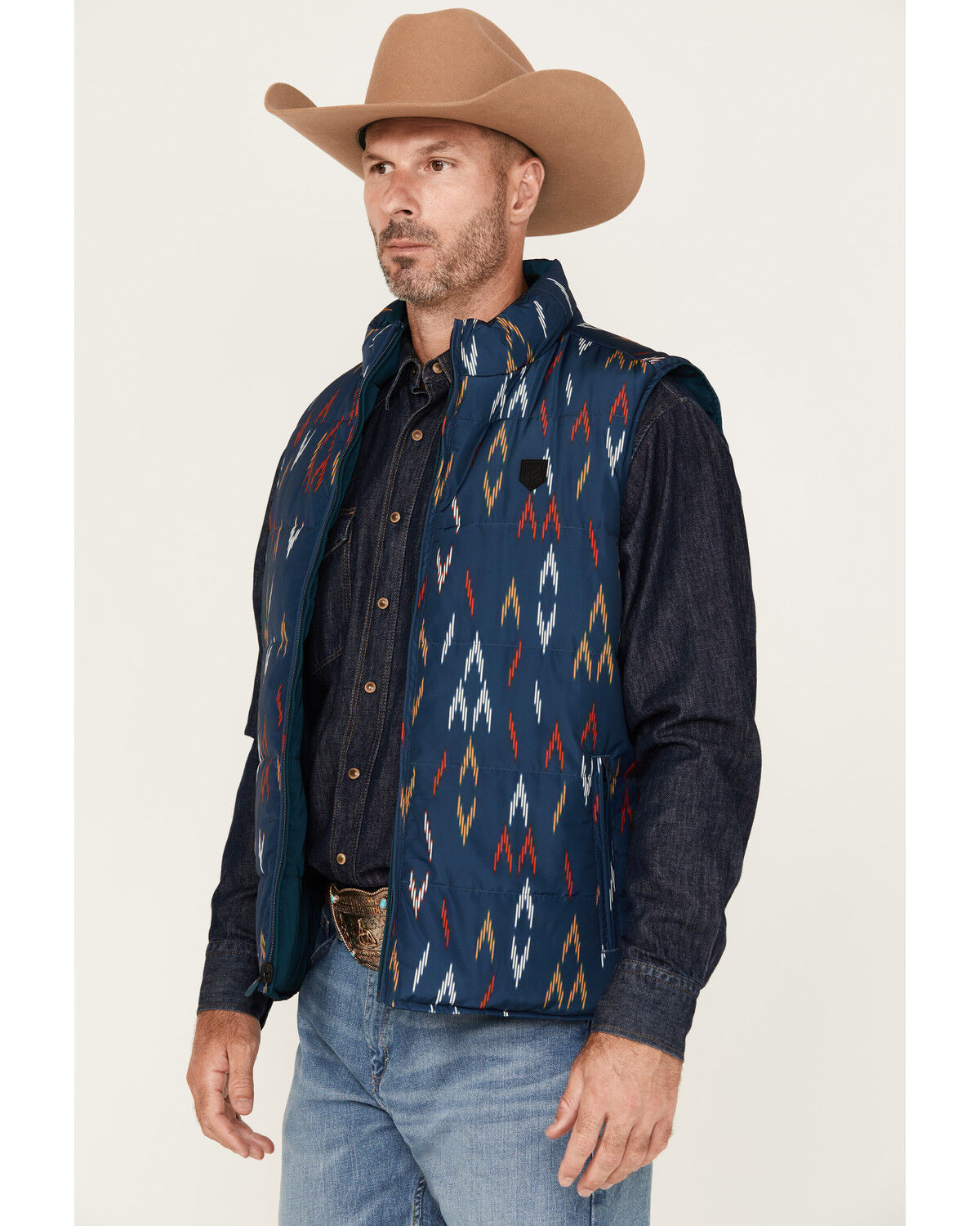 RANK 45® Men's Men's Spaced Geo Print Reversible Puffer Vest