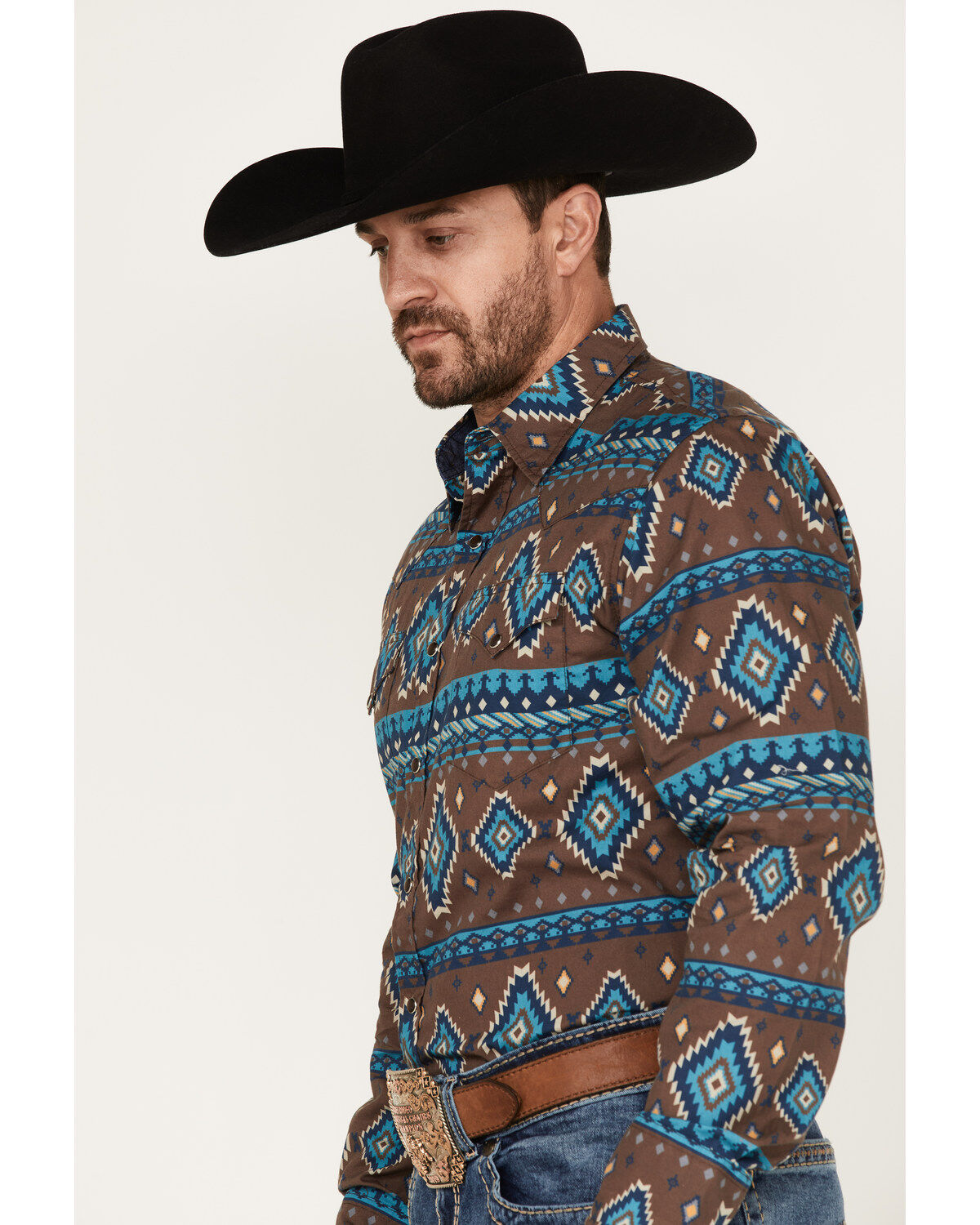 Roper Men's Southwestern Print Long Sleeve Snap Western Shirt