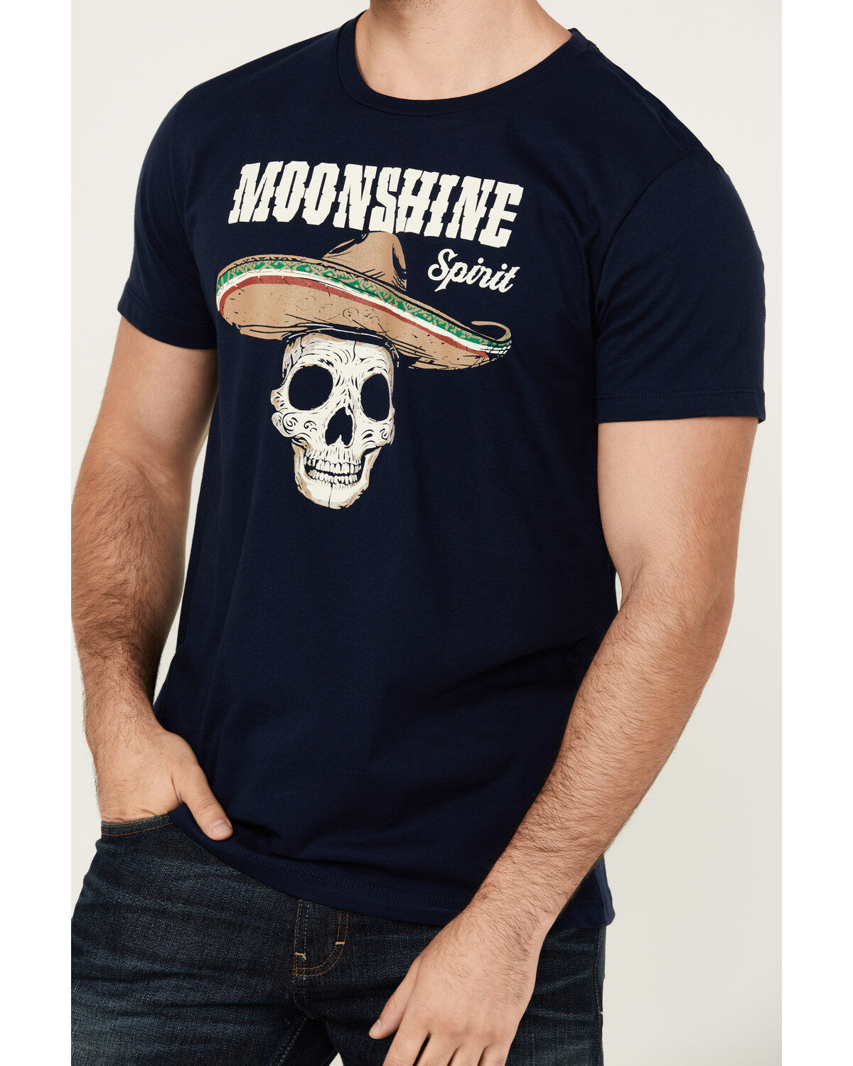 Moonshine Spirit Men's Party Skull Mariachi Short Sleeve Graphic T-Shirt