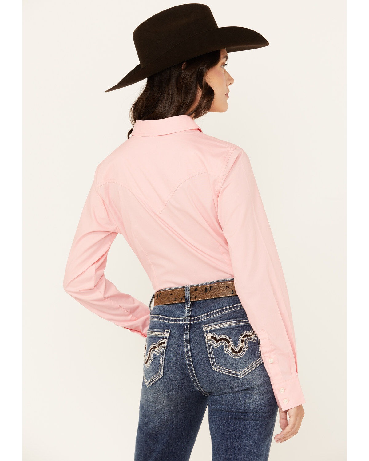 Wrangler Retro Women's Solid Long Sleeve Button-Down Stretch Western Shirt