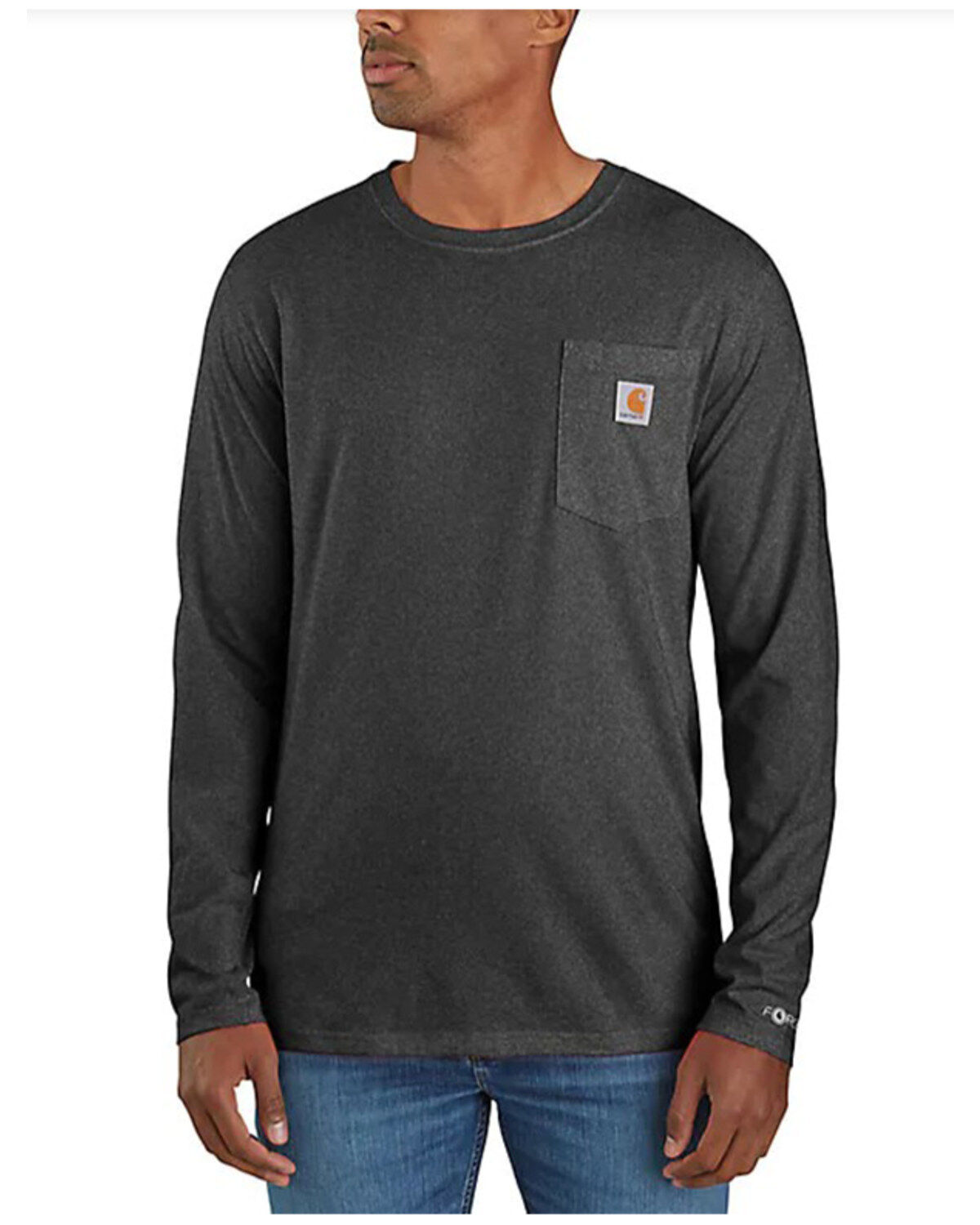 Carhartt Men's Force Relaxed Fit Midweight Long Sleeve Logo Pocket Work T-Shirt - Tall
