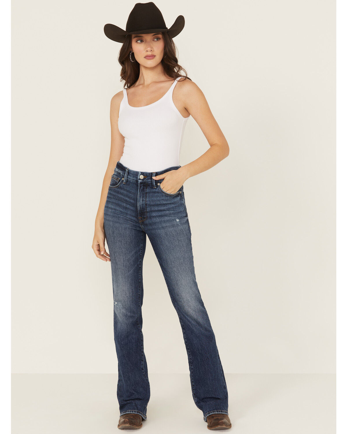 Good American Women's Good Classic Dark Wash High Rise Bootcut Stretch Denim Jeans