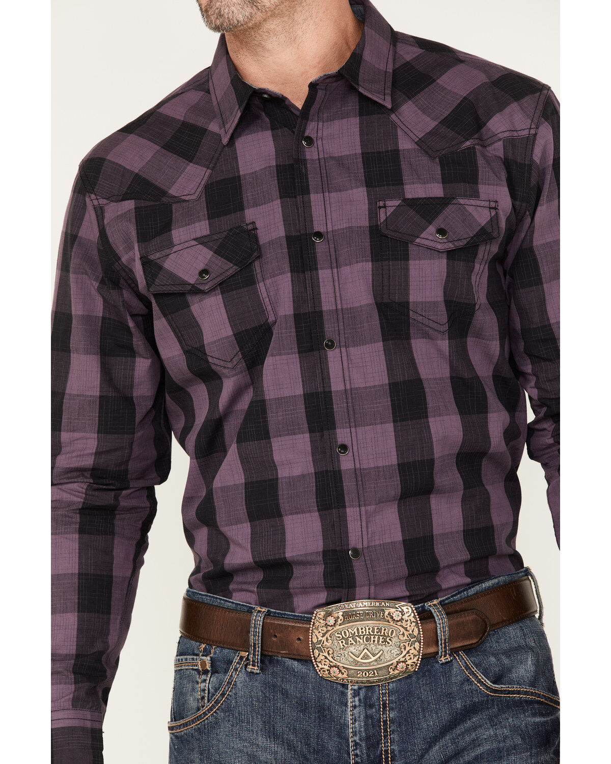 Cody James Men's Rustler Large Plaid Snap Western Shirt