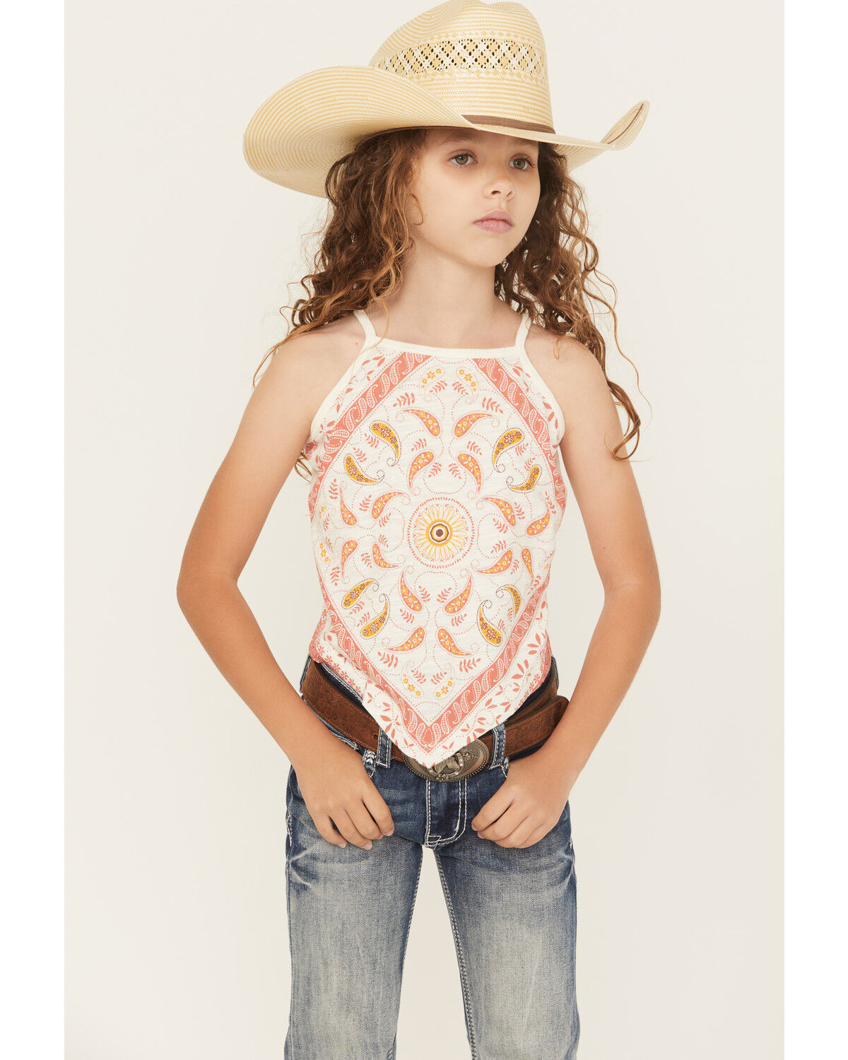 Shyanne Girls' Bandana Print Halter Tank Top