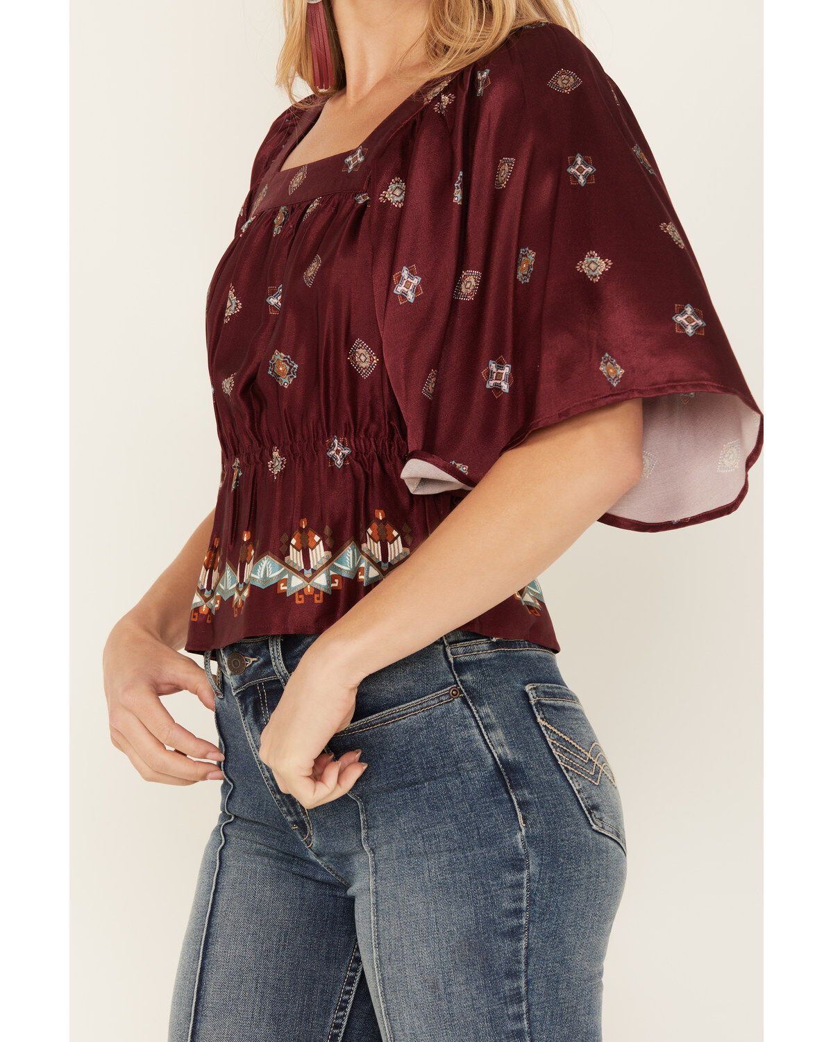 Shyanne Women's Satin Butterfly Sleeve Top