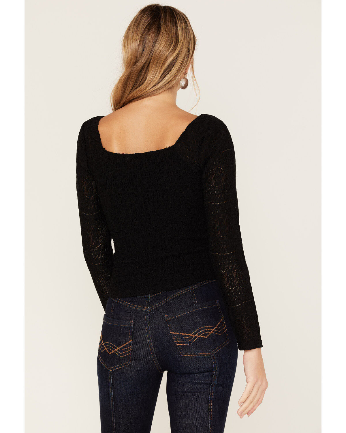 Idyllwind Women's Smocked Lace Long Sleeve Top