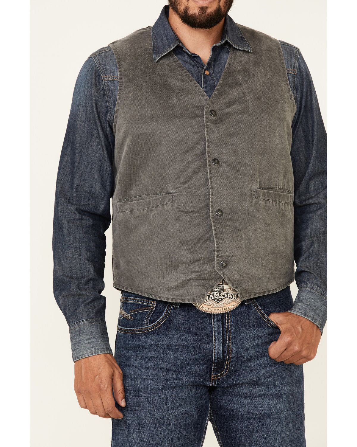 Outback Trading Co. Men's Iron Gray Sebastian Snap-Front Vest