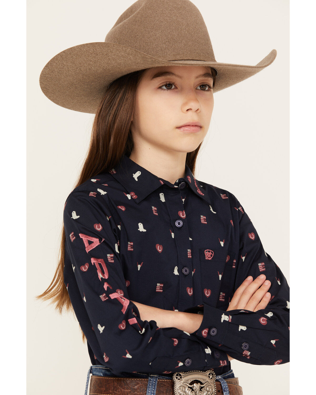 Ariat Girls' Team Kirby Long Sleeve Button Down Western Shirt
