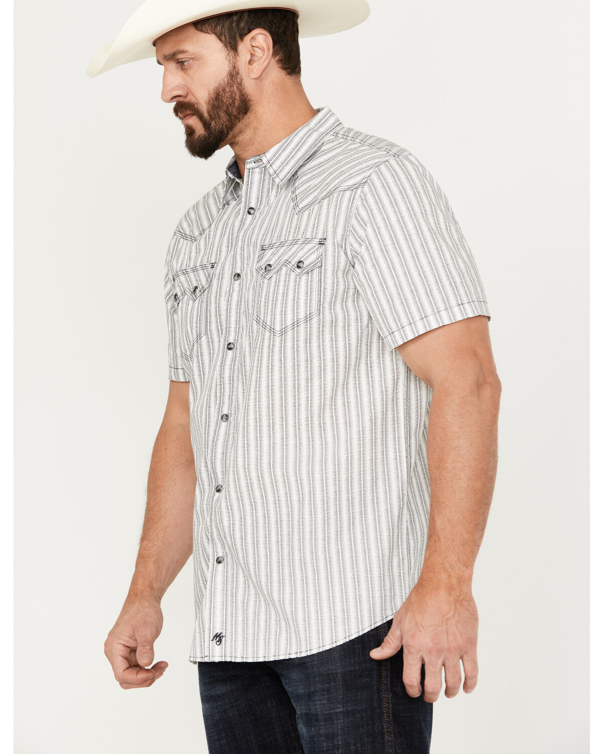 Moonshine Spirit Men's Striped Short Sleeve Western Snap Shirt