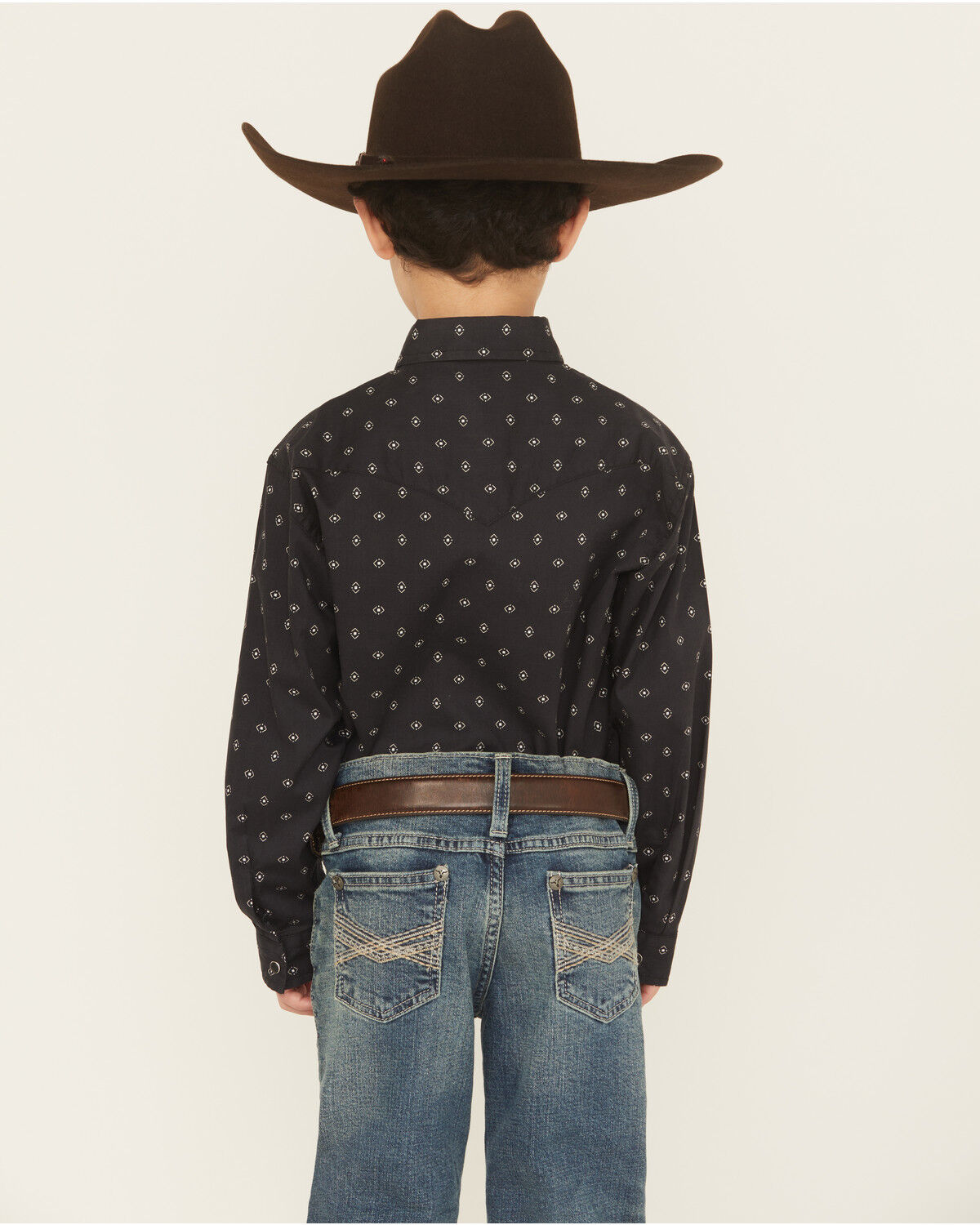 Roper Boys' Dotted Long Sleeve Snap Western Shirt