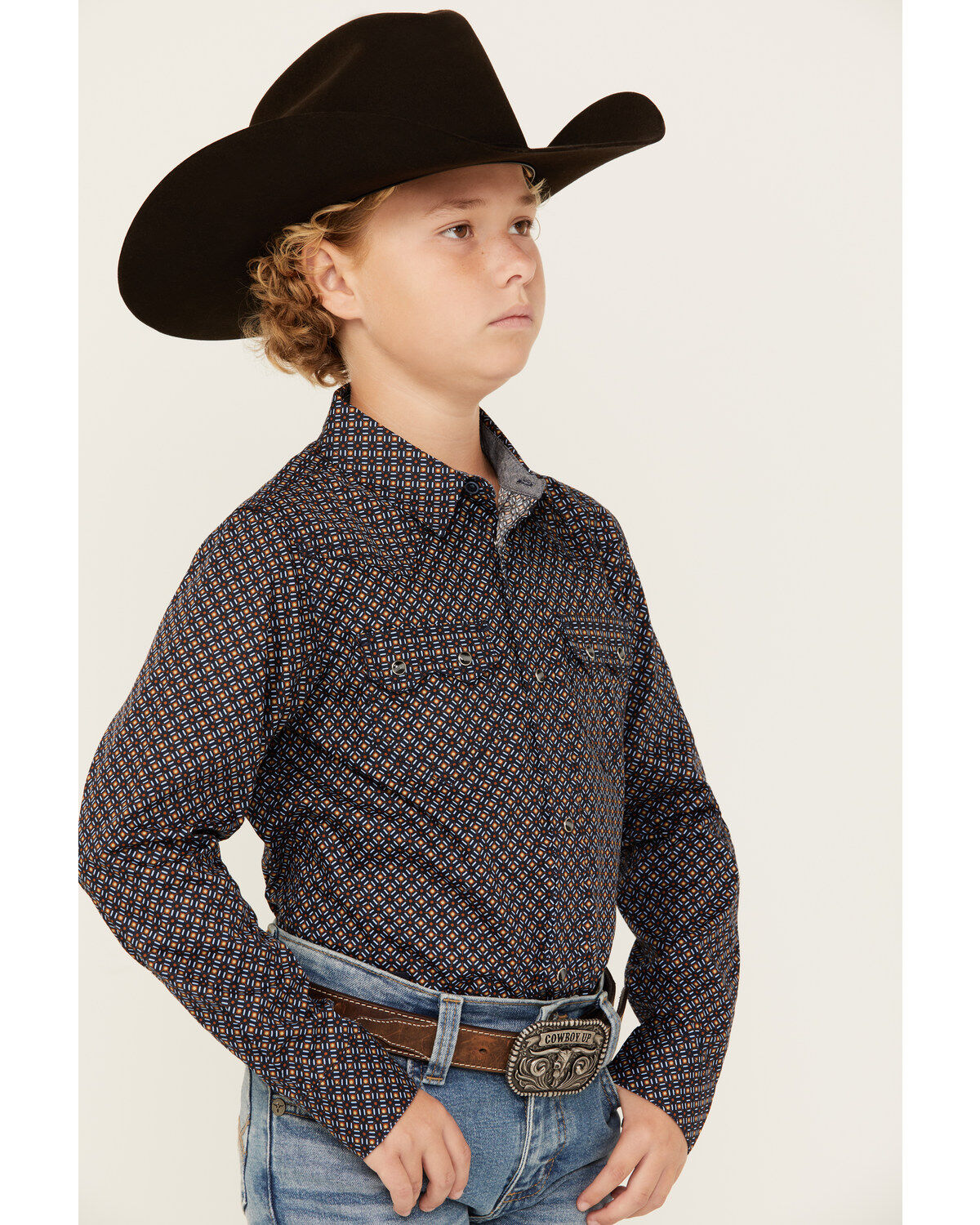 Cody James Boys' Dotted Long Sleeve Snap Western Shirt