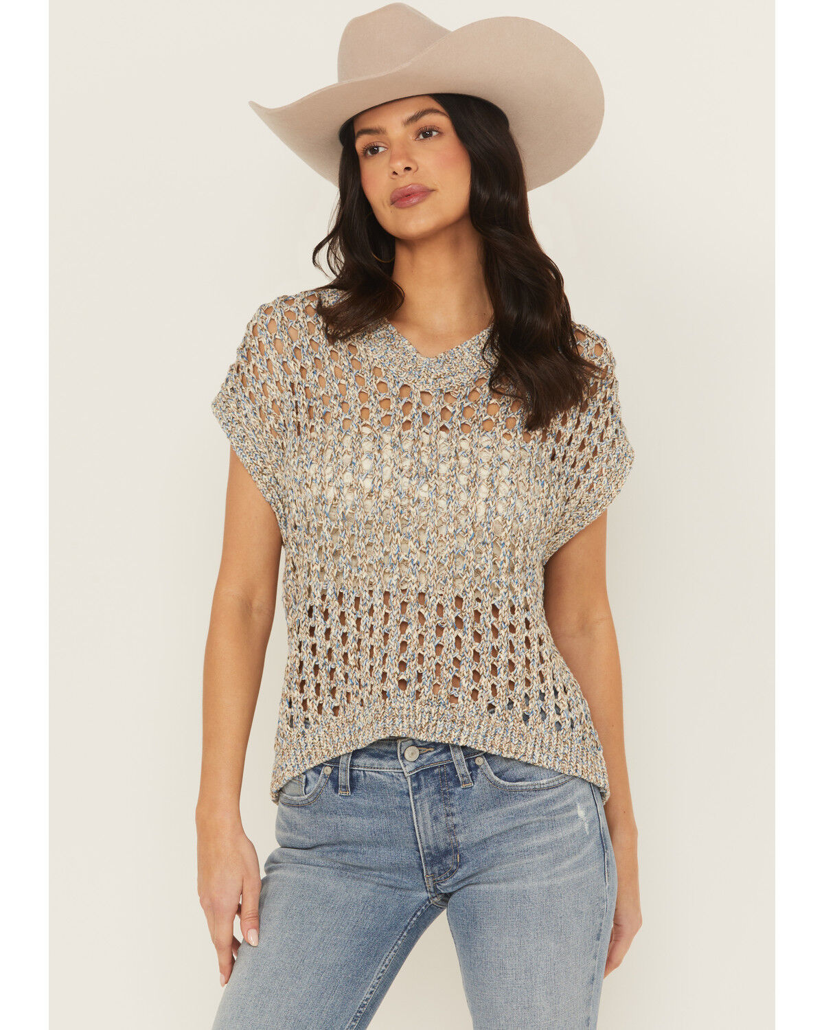 Cleo + Wolf Women's Eleanor Spacedye Open Weave Sweater Vest