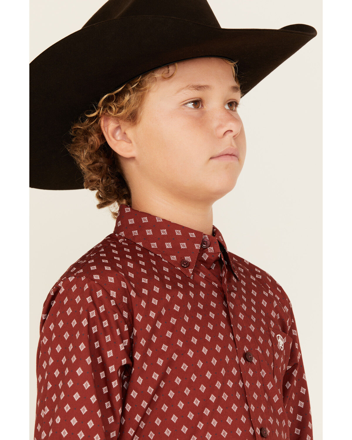 Ariat Boys' Classic Geo Print Long Sleeve Button-Down Western Shirt
