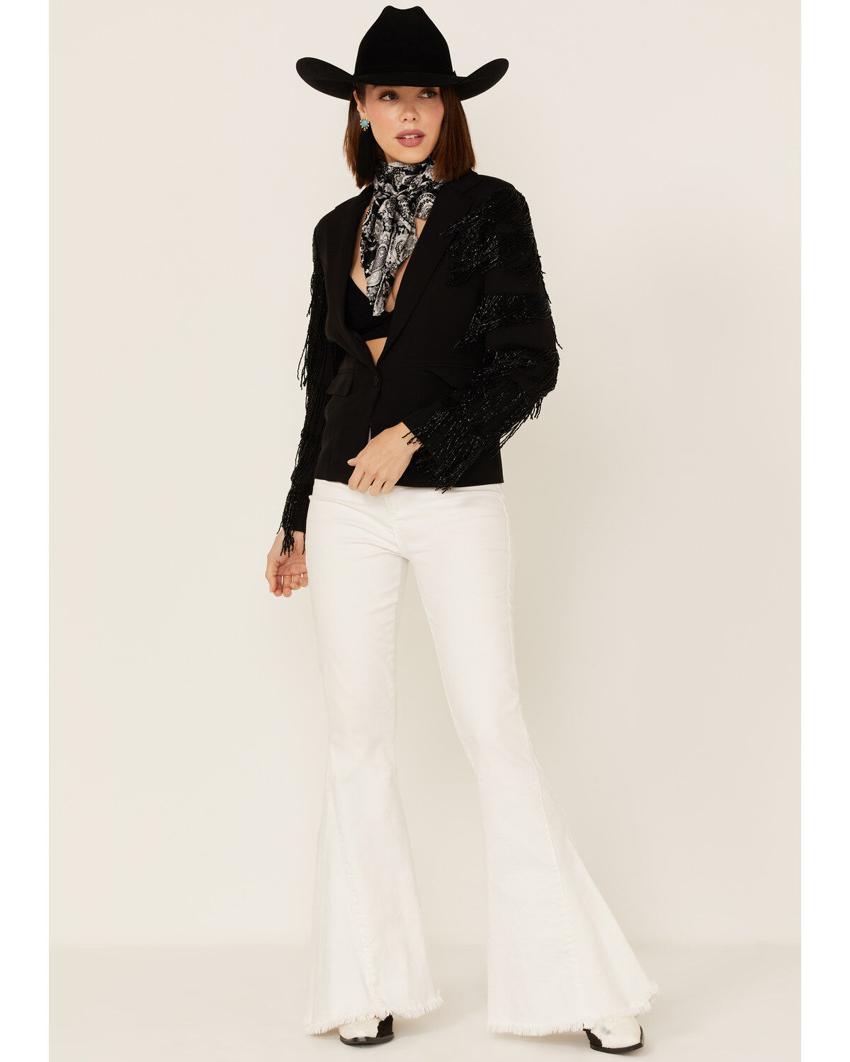 Any Old Iron Women's Beaded Fringe Blazer Jacket