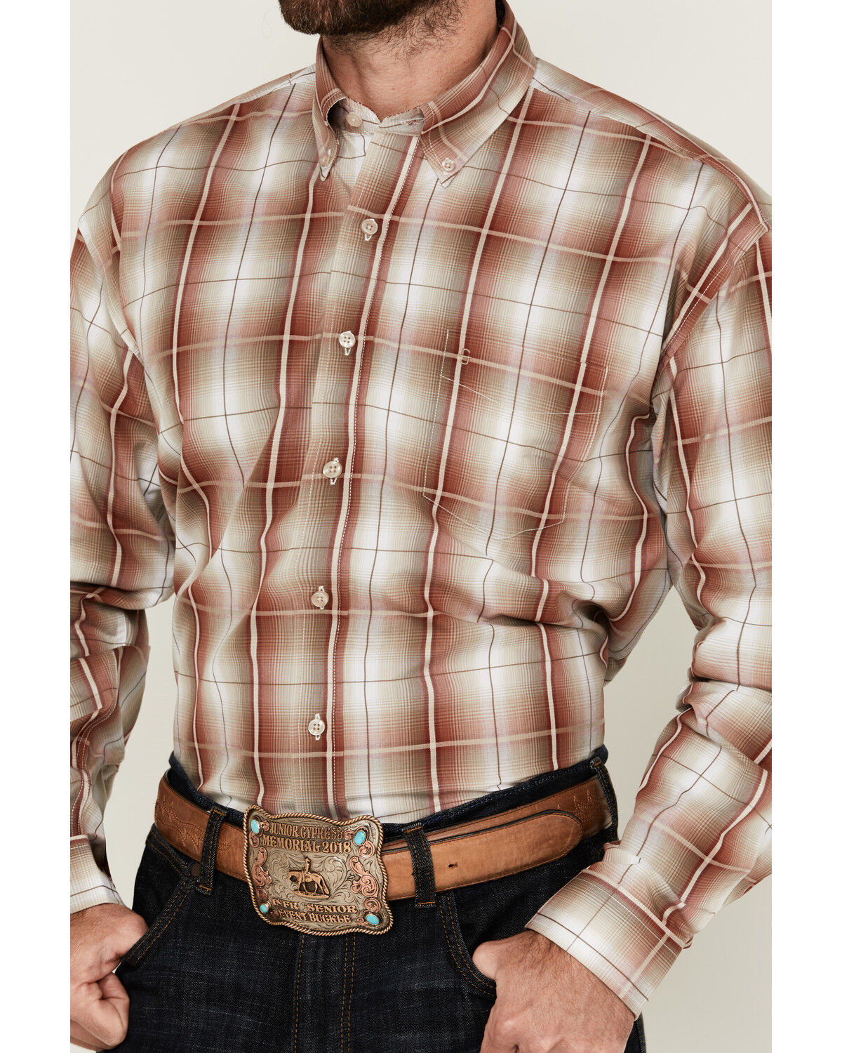 Stetson Men's Plaid Print Long Sleeve Button-Down Western Shirt