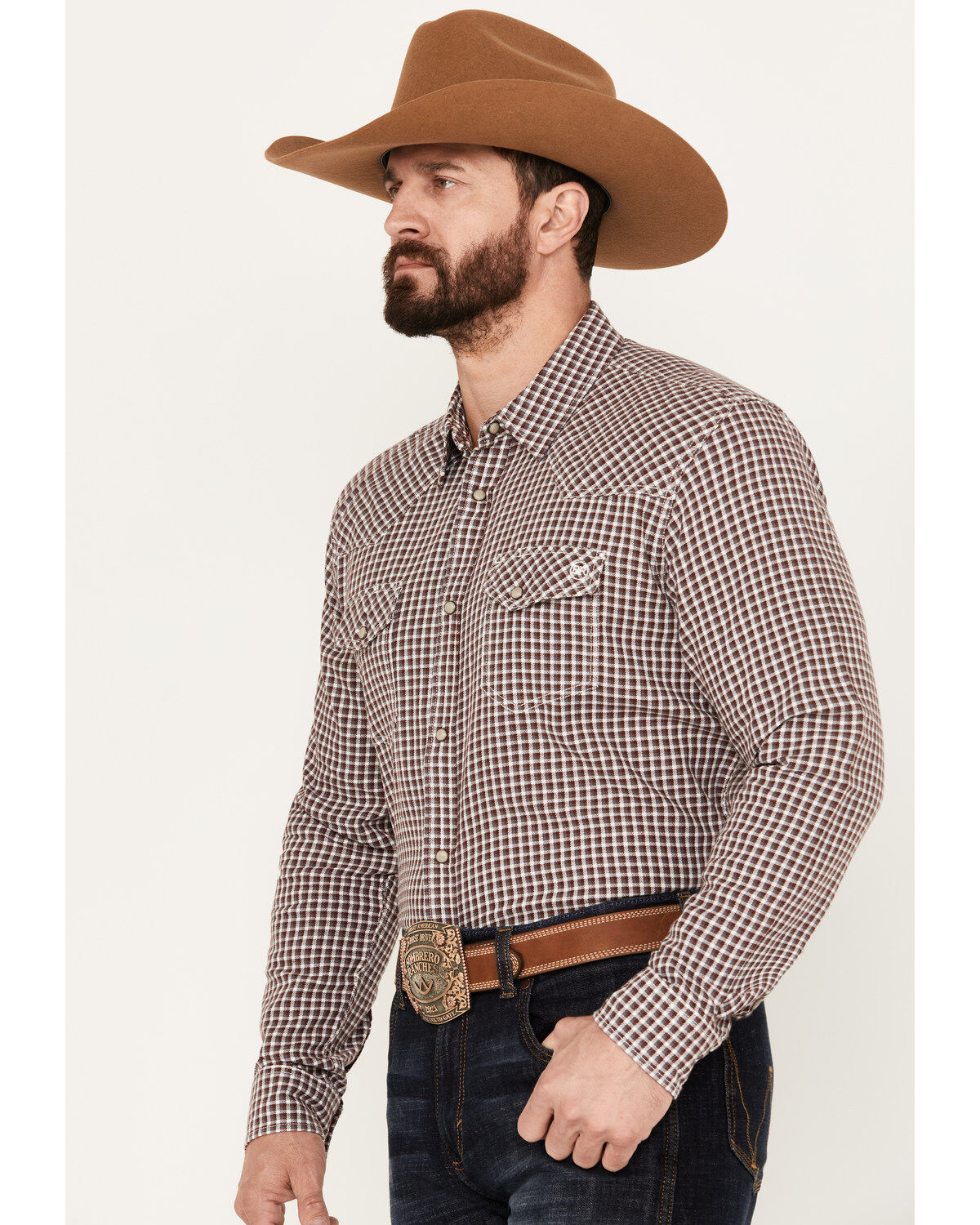 Blue Ranchwear Men's Rawlins Plaid Print Long Sleeve Western Snap Shirt