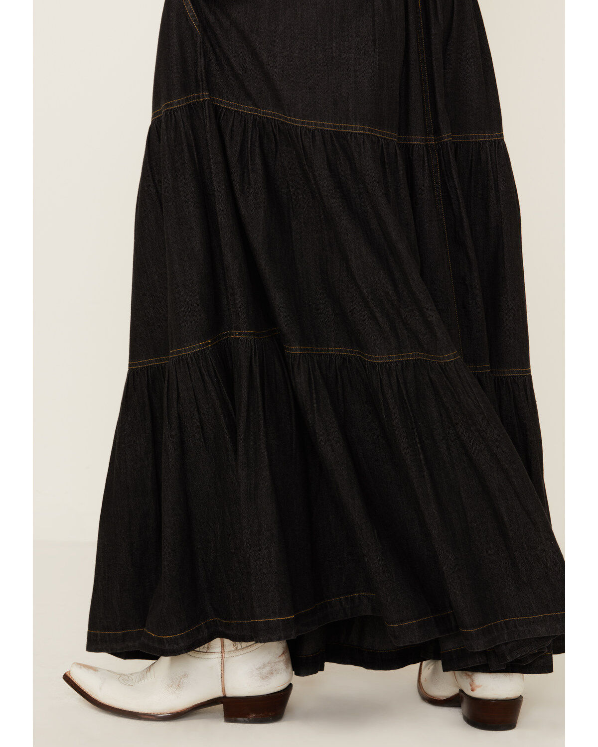 Revel Women's Tiered Denim Maxi Skirt