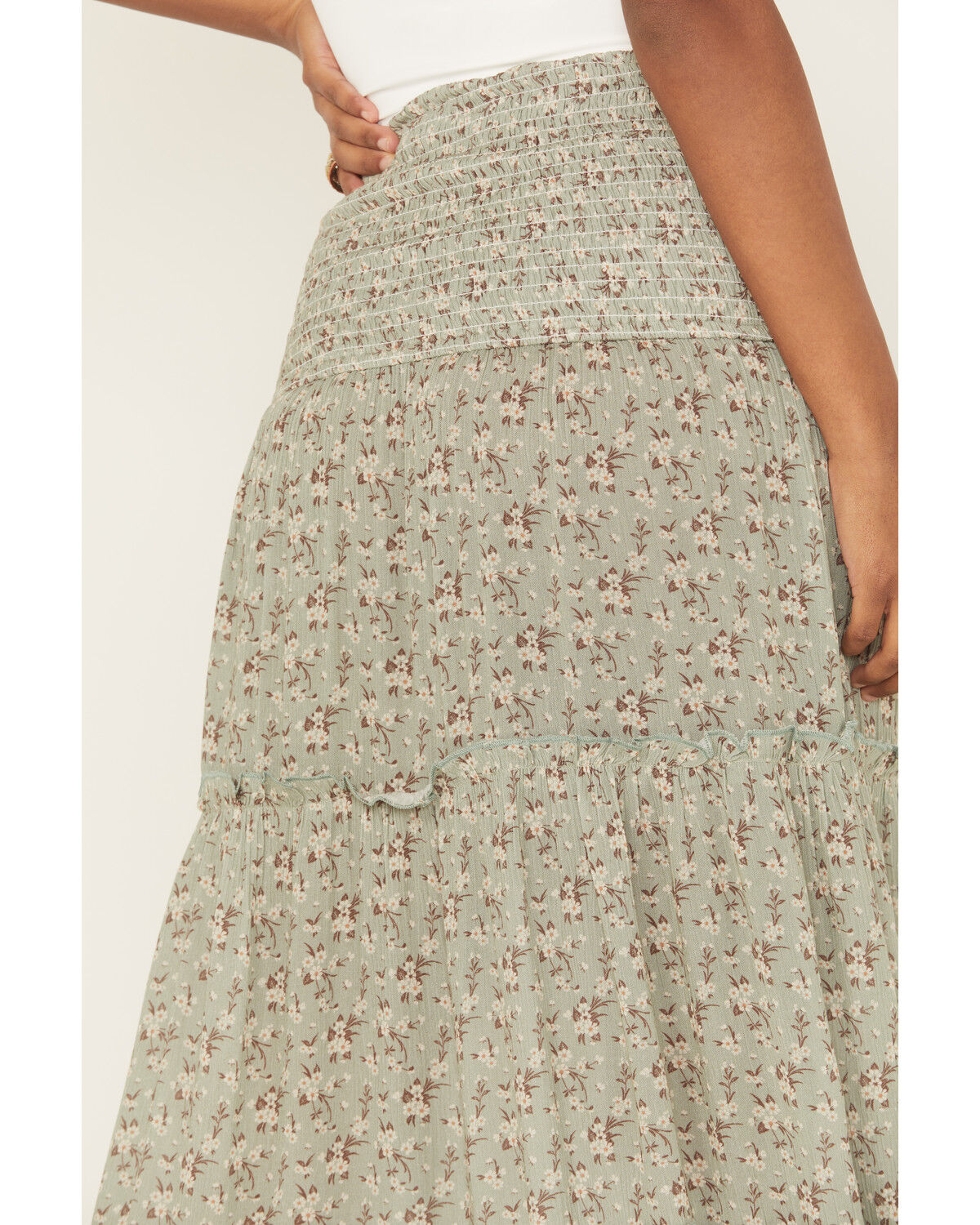 Rock & Roll Denim Women's Floral Print Tiered Maxi Skirt