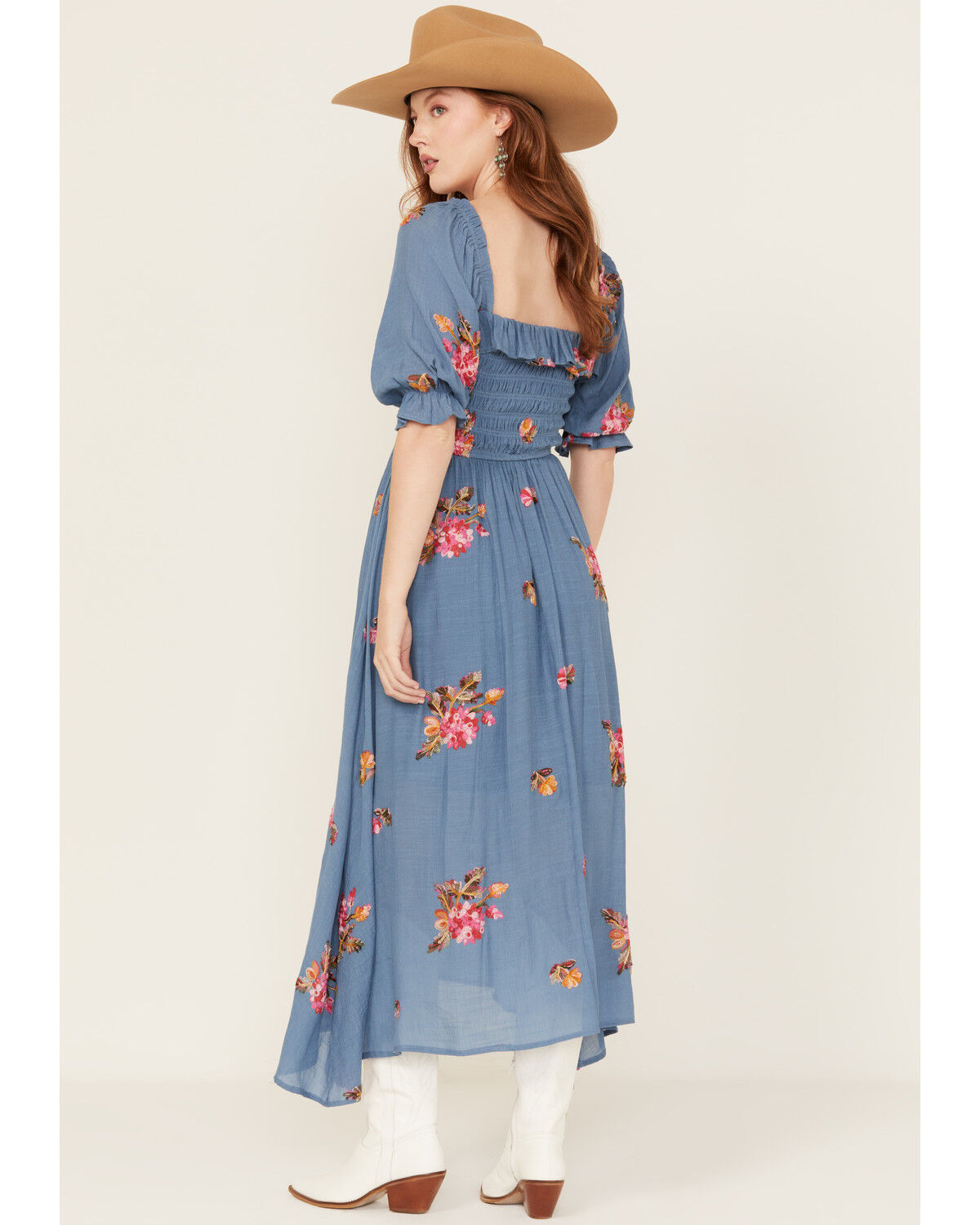 Wild Moss Women's Floral Embroidered Midi Dress