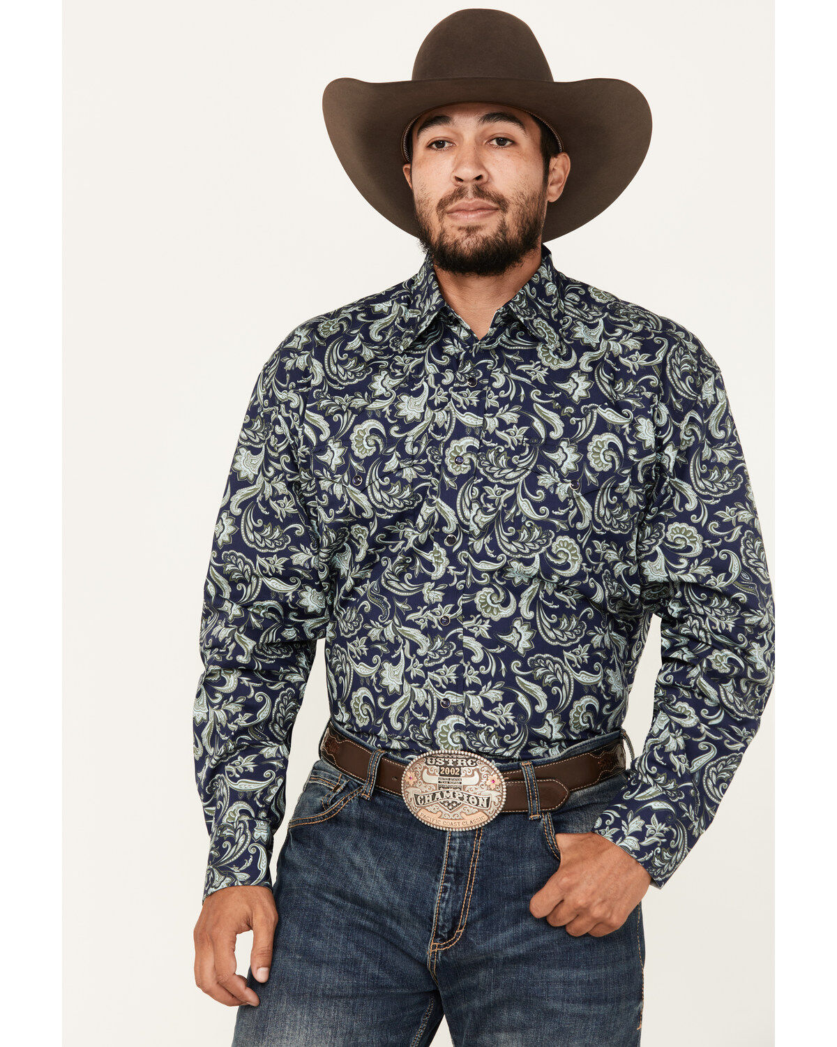 Stetson Men's Paisley Print Long Sleeve Button-Down Western Shirt