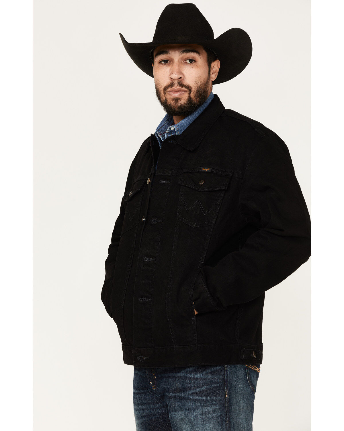 Wrangler Men's Shadow Black Unlined Button-Down Denim Jacket