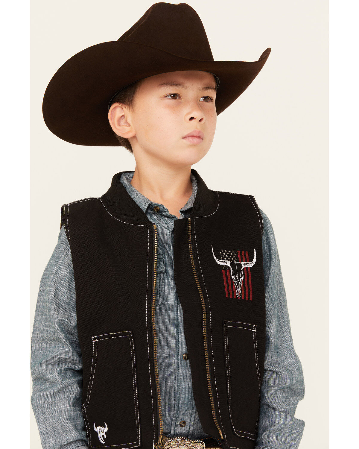 Cowboy Hardware Boys' Flag Skull Canvas Vest