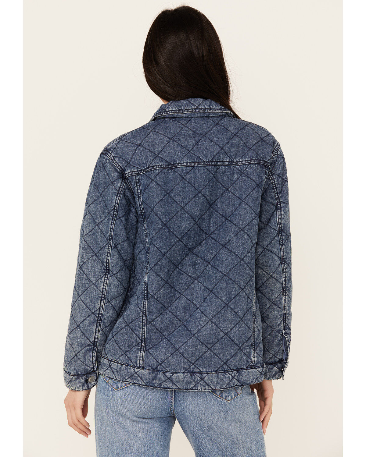 Revel Women's Diamond Stitched Denim Jacket