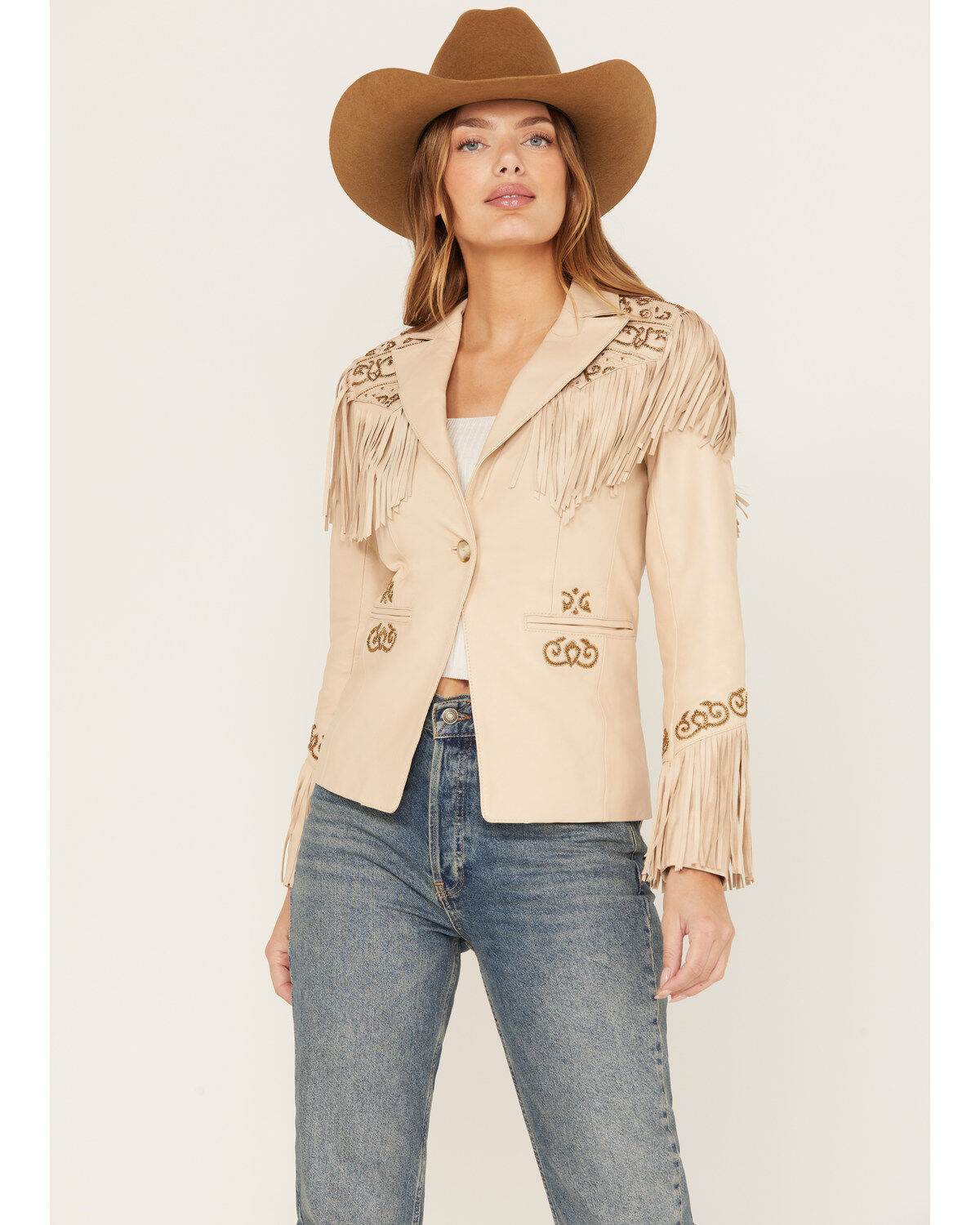 Shyanne Women's Fringe Embellished Leather Blazer