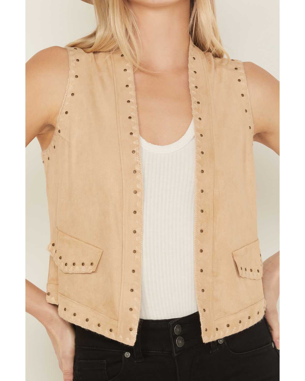 Shyanne Women's Faux Suede Whipstitch Fringe Vest