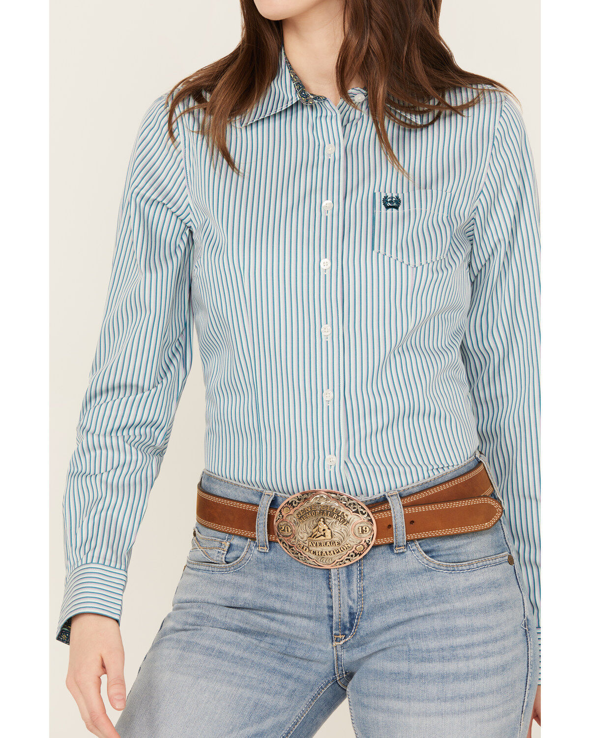 Cinch Women's Striped Long Sleeve Button Down Western Shirt
