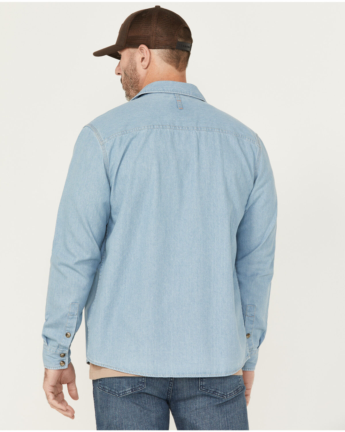 Hawx Men's All Out Light Wash Long Sleeve Snap Denim Work Shirt