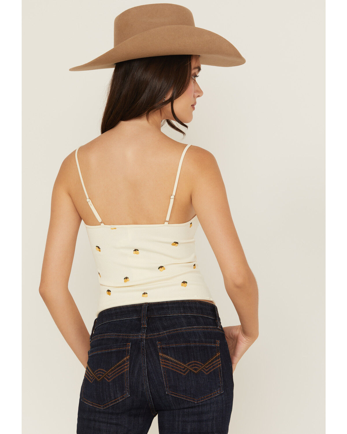 Fornia Women's Lemon Embroidered Sleeveless Cropped Tank Top