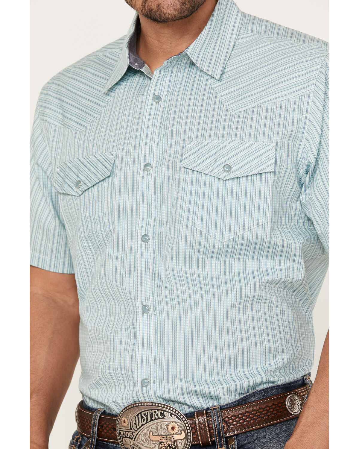 Cody James Men's Agua Dulce Striped Short Sleeve Snap Western Shirt