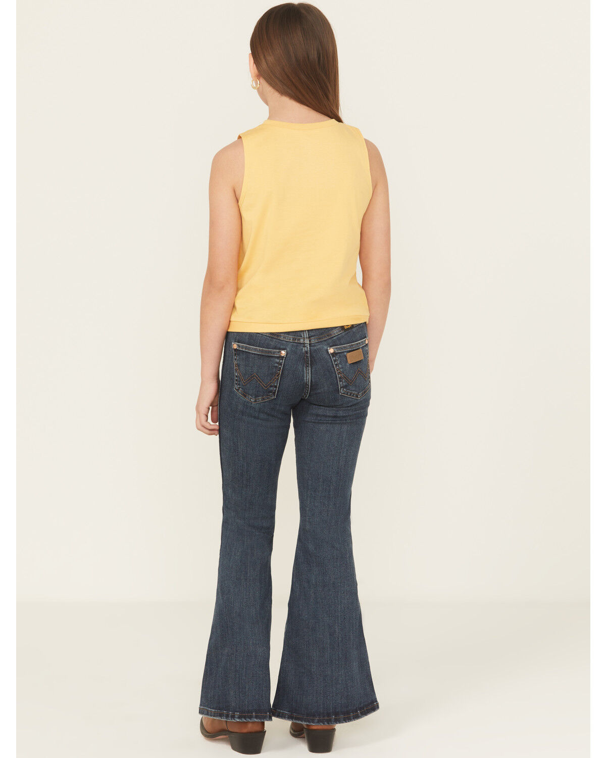 Wrangler X Lainey Wilson Girls' Dark Wash Bell Bottom Flare Stretch Denim Jeans