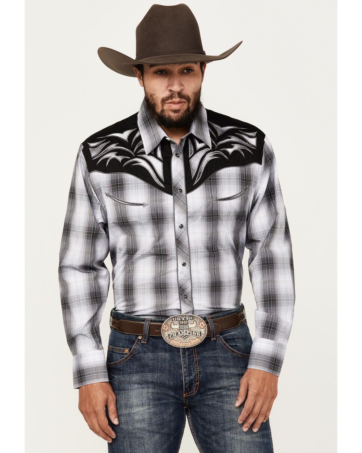 Avalon Men's Embroidered Long Sleeve Snap Western Shirt