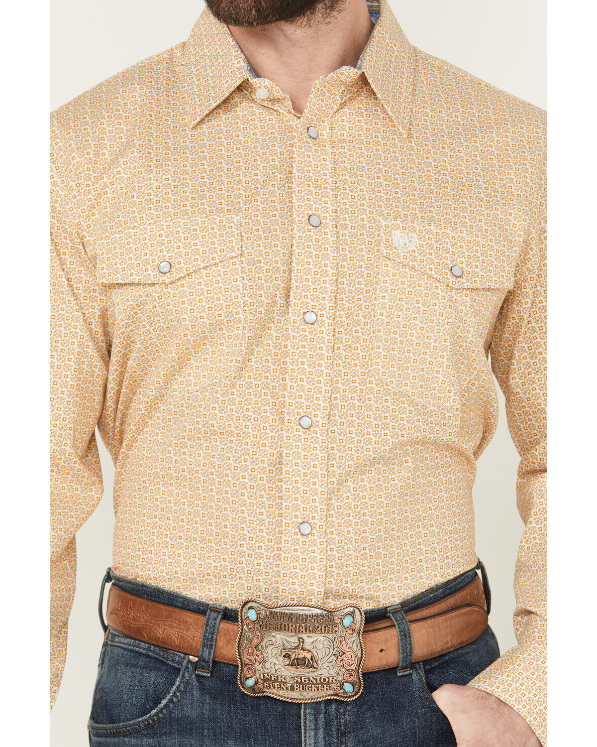 Panhandle Select Men's Geo Print Long Sleeve Snap Western Shirt
