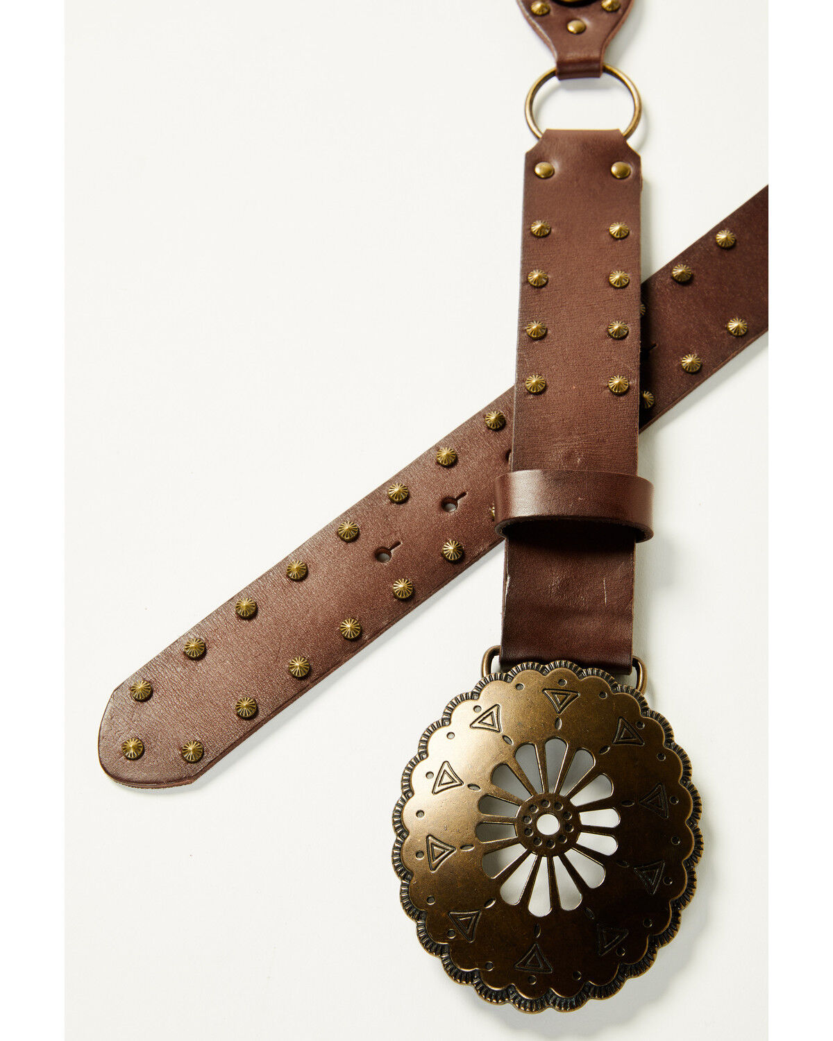 Shyanne Women's Leather Concho Belt with Rings