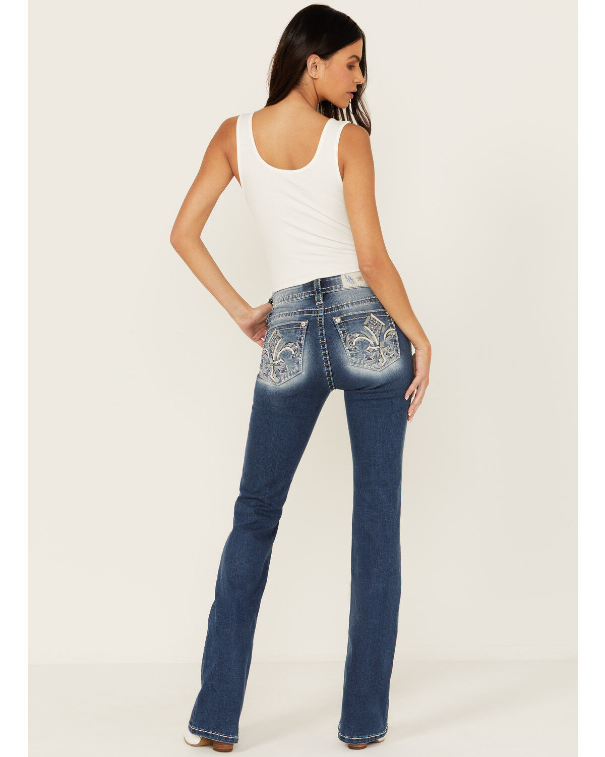 Miss Me Women's Dark Wash Mid Rise Stretch Bootcut Jeans
