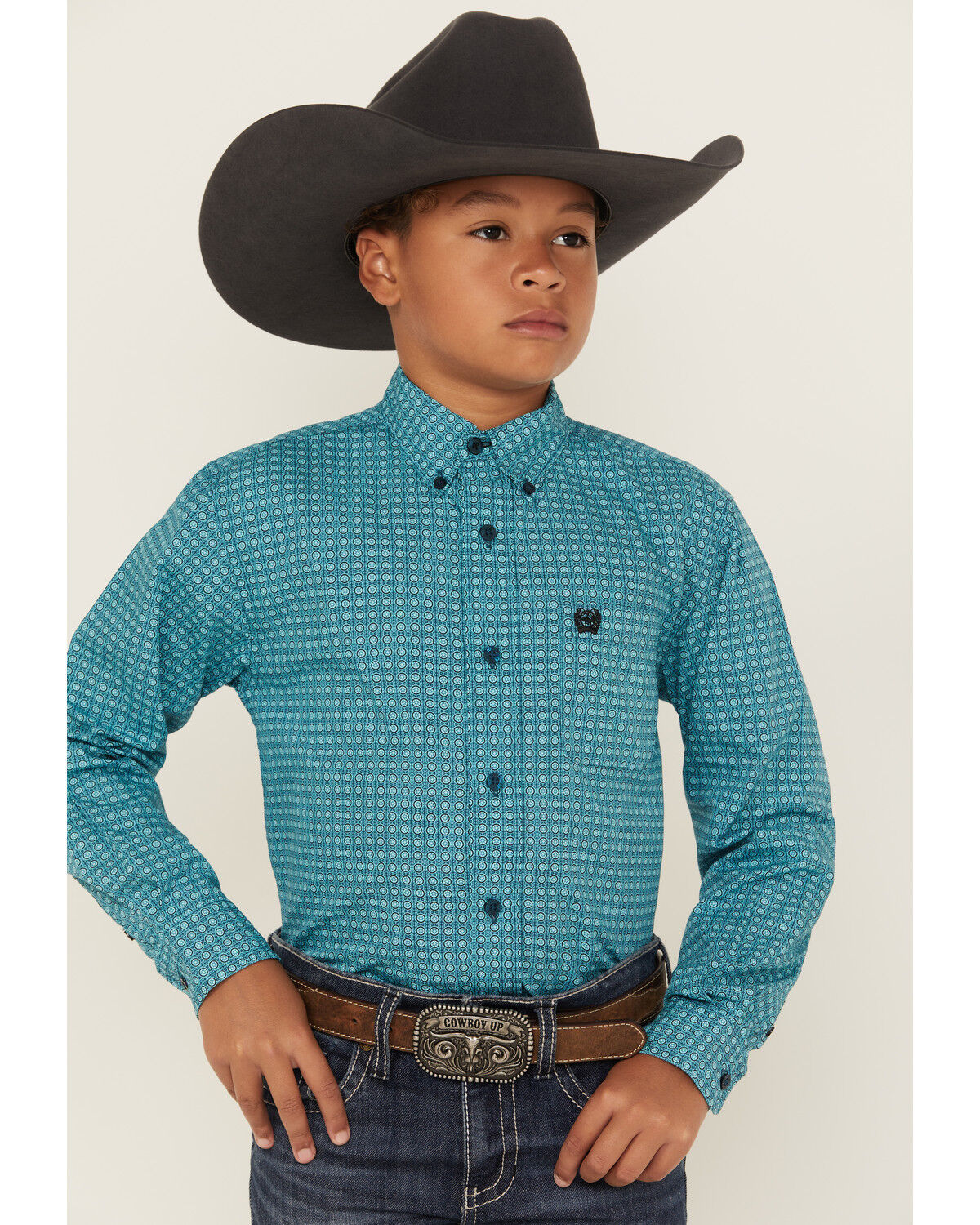 Cinch Boys' Printed Long Sleeve Button-Down Western Shirt