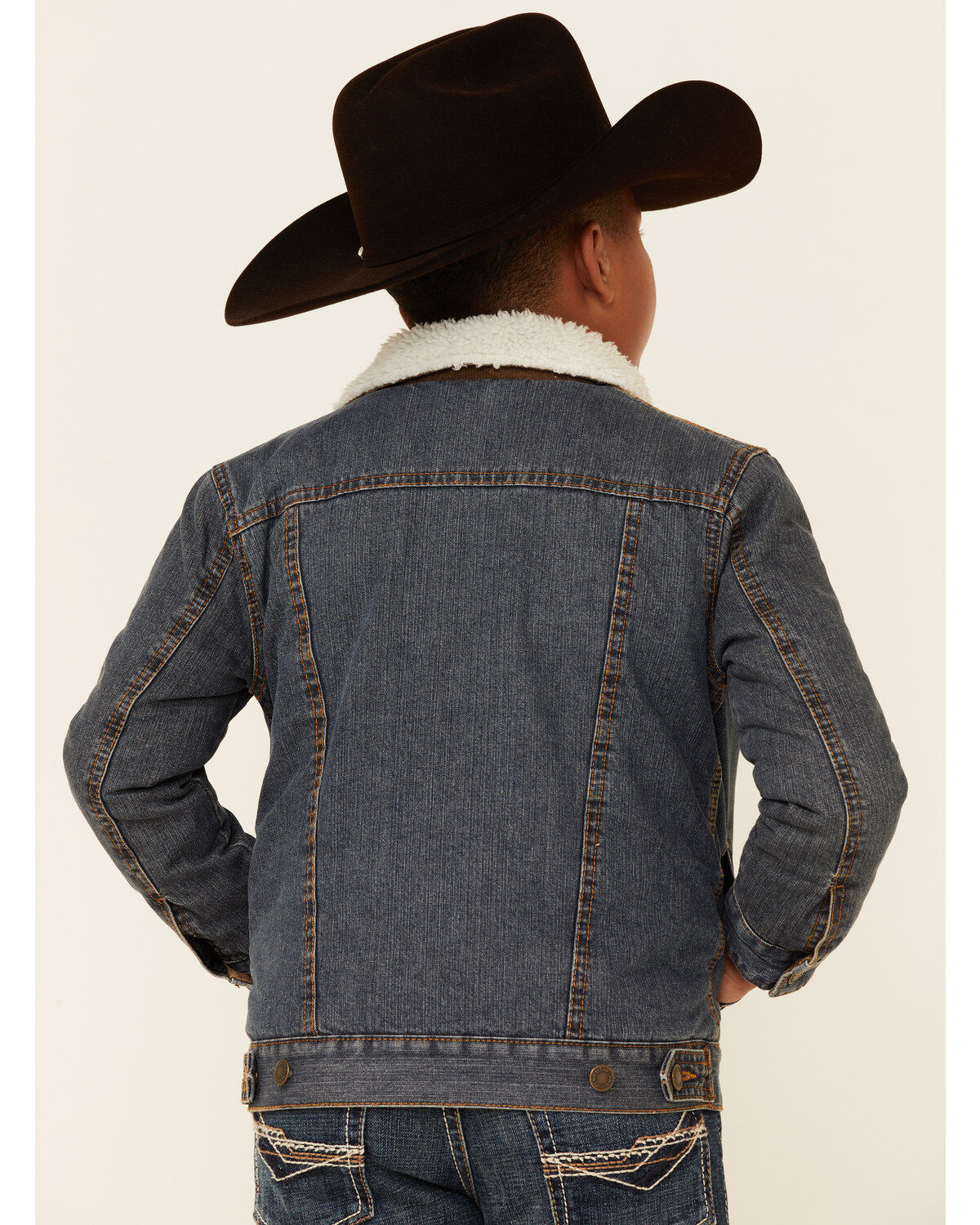 Wrangler Boys' Rustic Sherpa Lined Denim Jacket