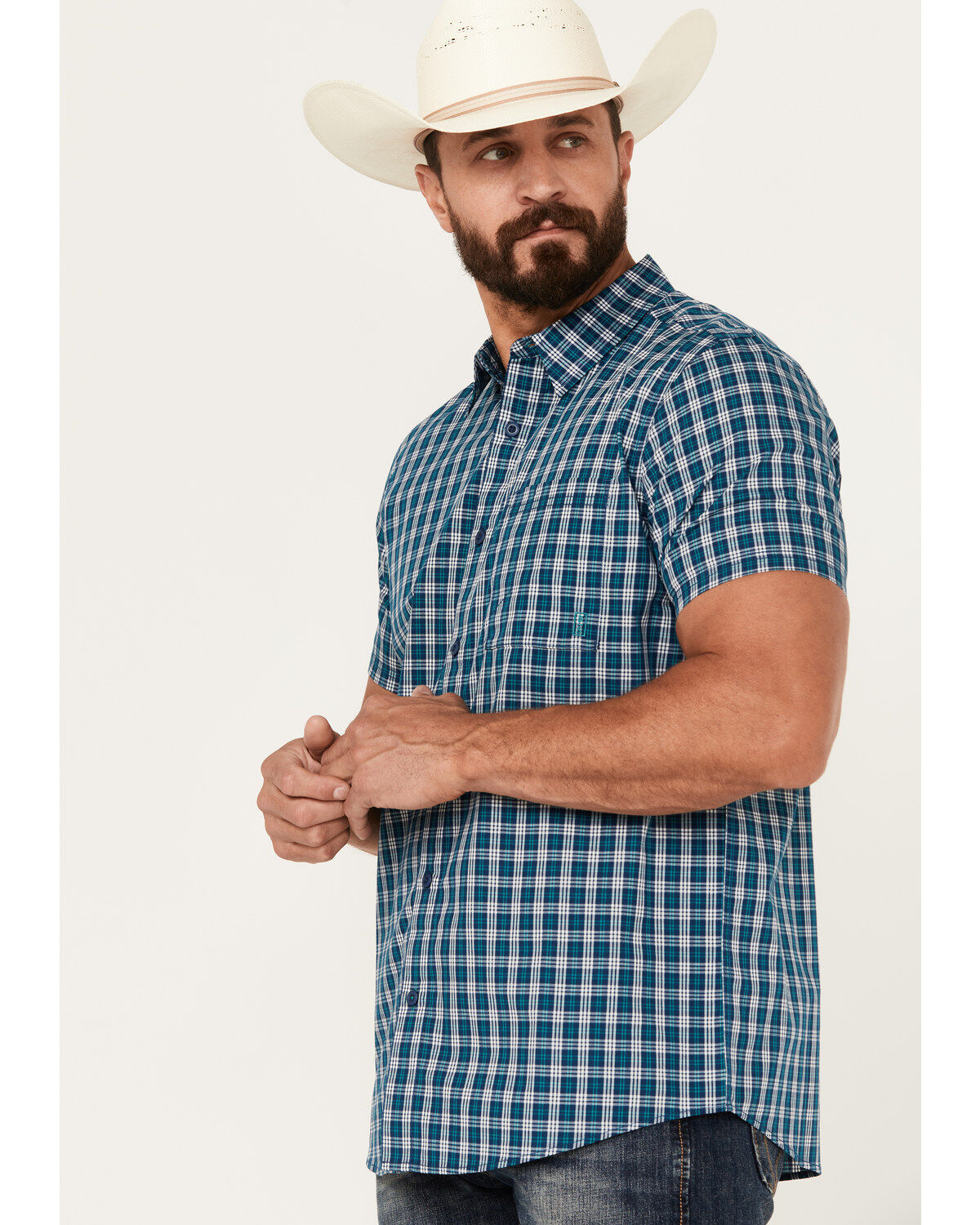 Brothers and Sons Men's Rockport Plaid Short Sleeve Button Down Western Shirt
