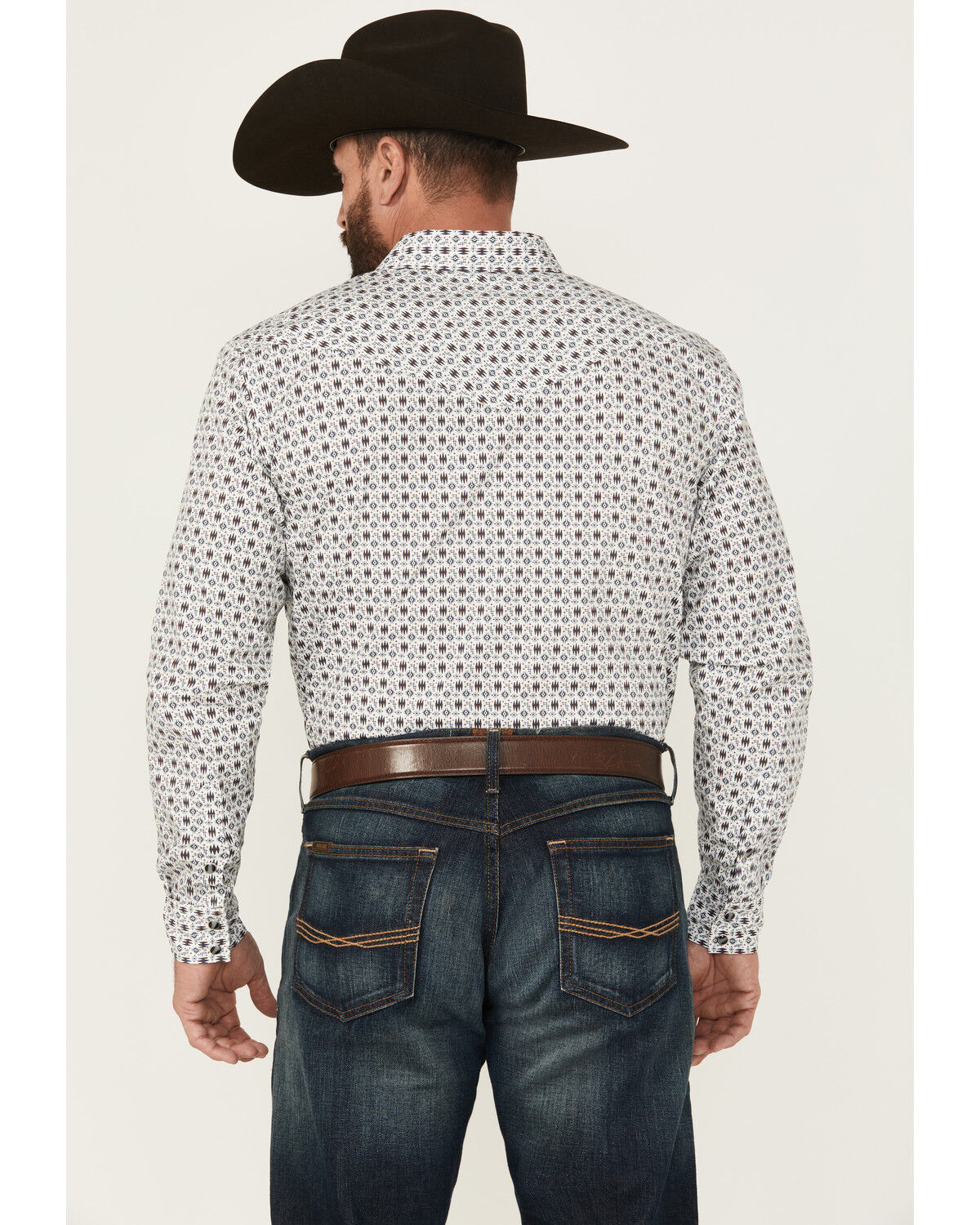 Gibson Trading Co Men's Star Dust Geo Print Long Sleeve Snap Stretch Western Shirt