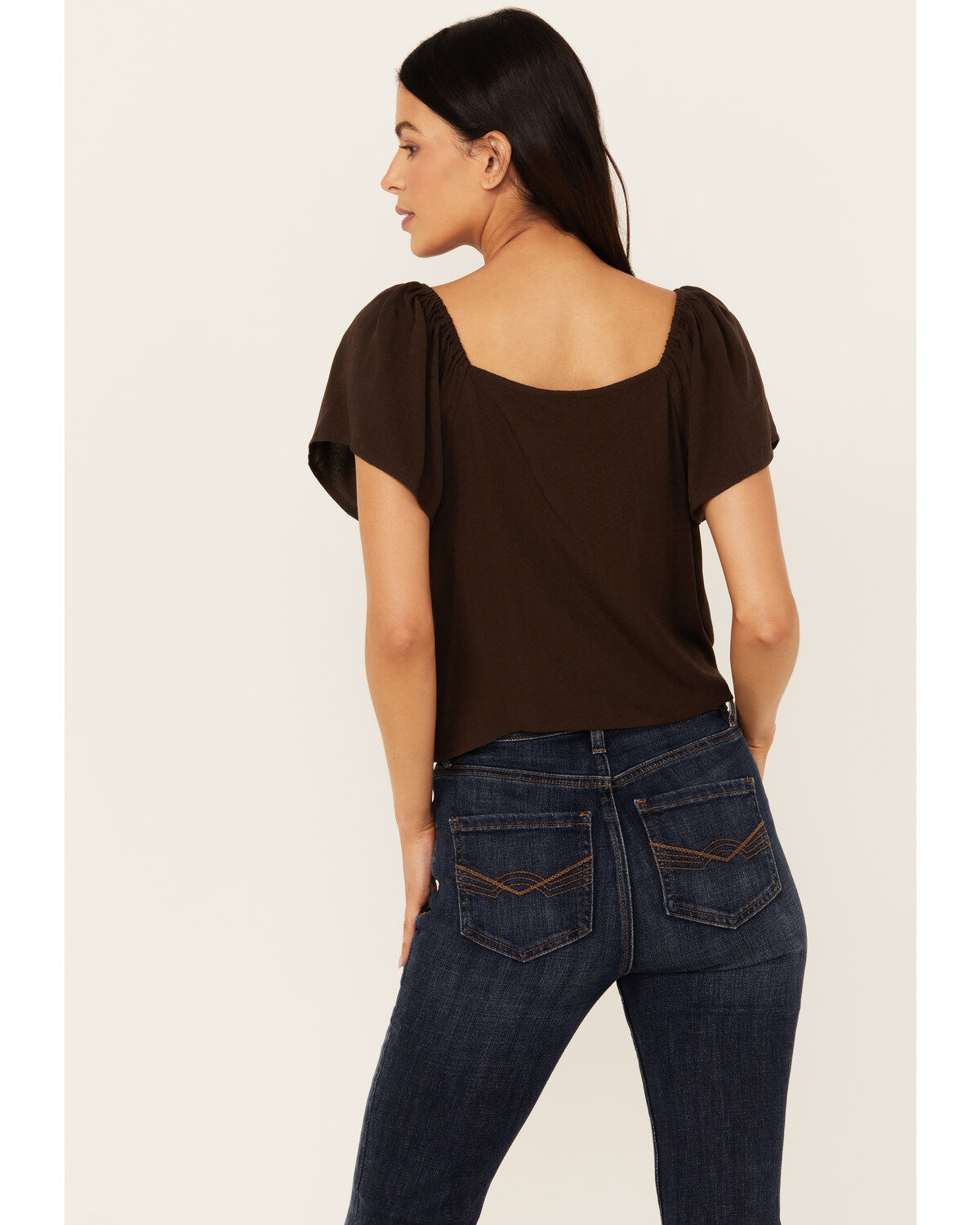 Idyllwind Women's Tern Flutter Sleeve Tie Front Top