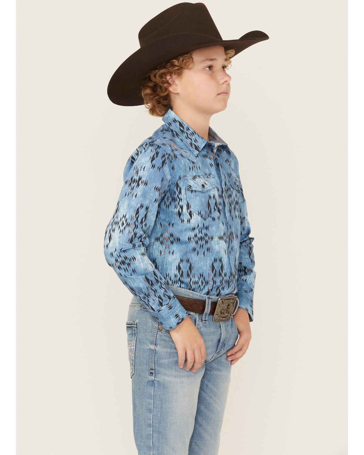 Cody James Boys' Maverick Southwestern Print Long Sleeve Snap Western Shirt