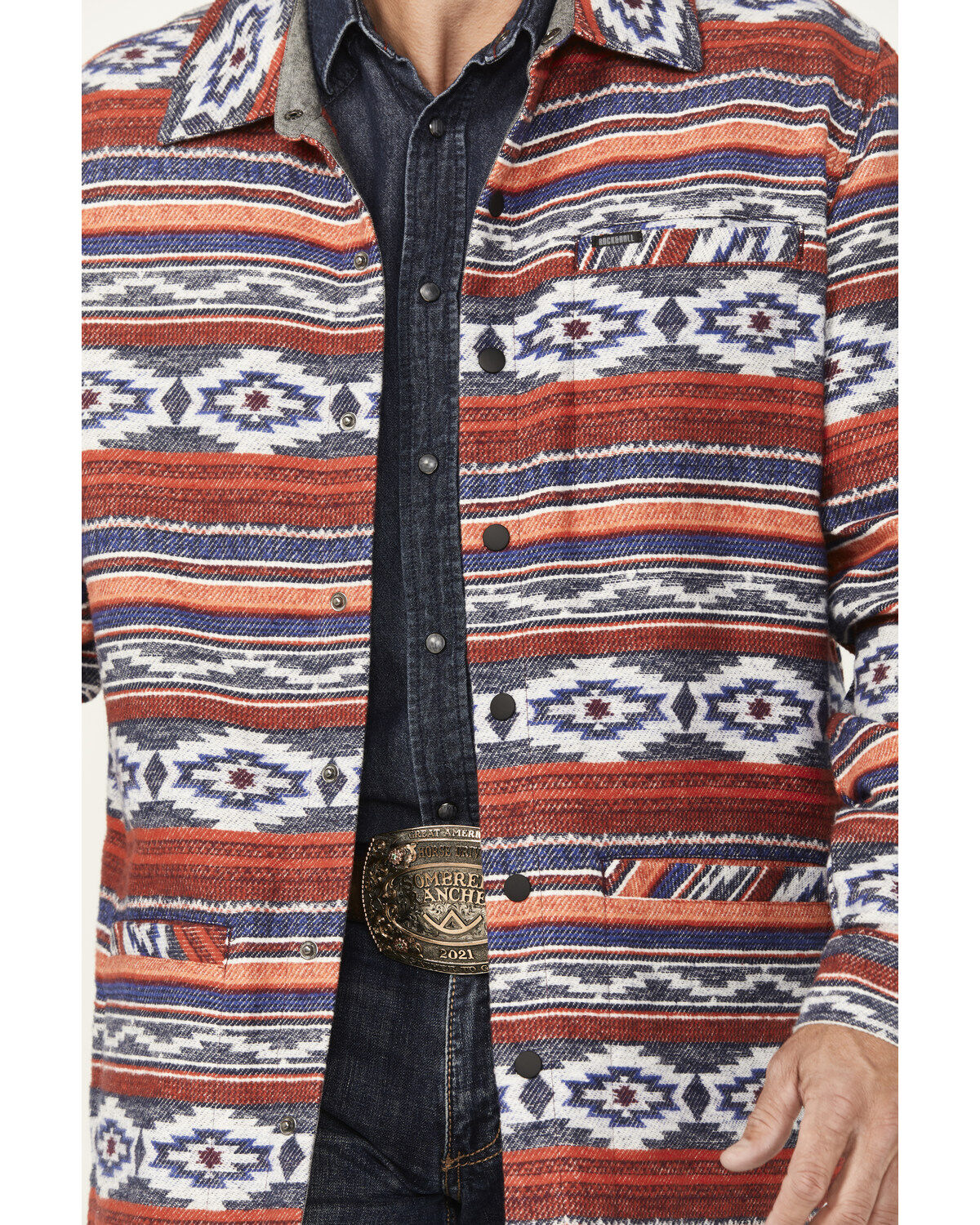 Rock & Roll Denim Men's Southwestern Striped Shirt Jacket