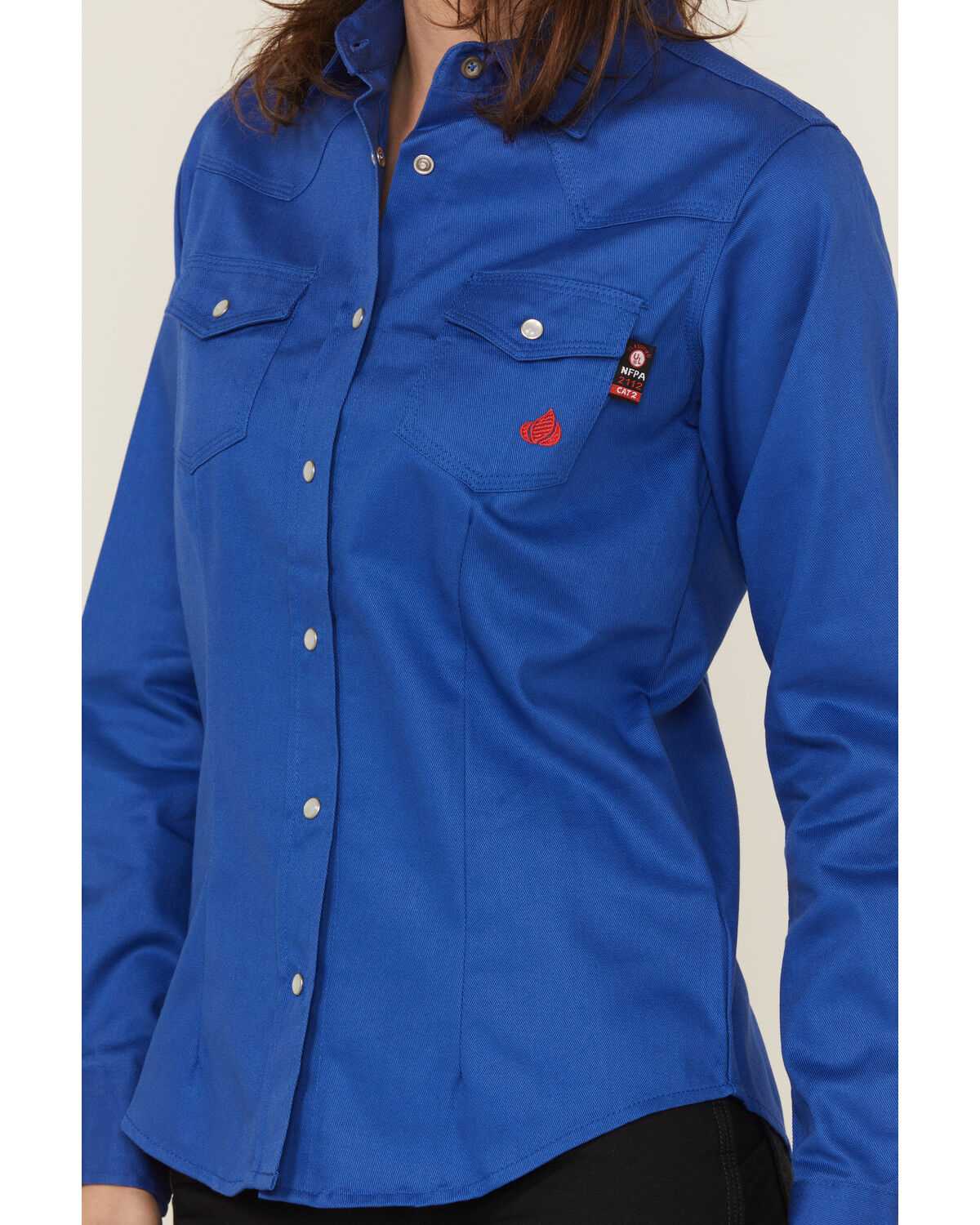 Forge Workwear Women's FR Solid Long Sleeve Snap Stretch Work Shirt