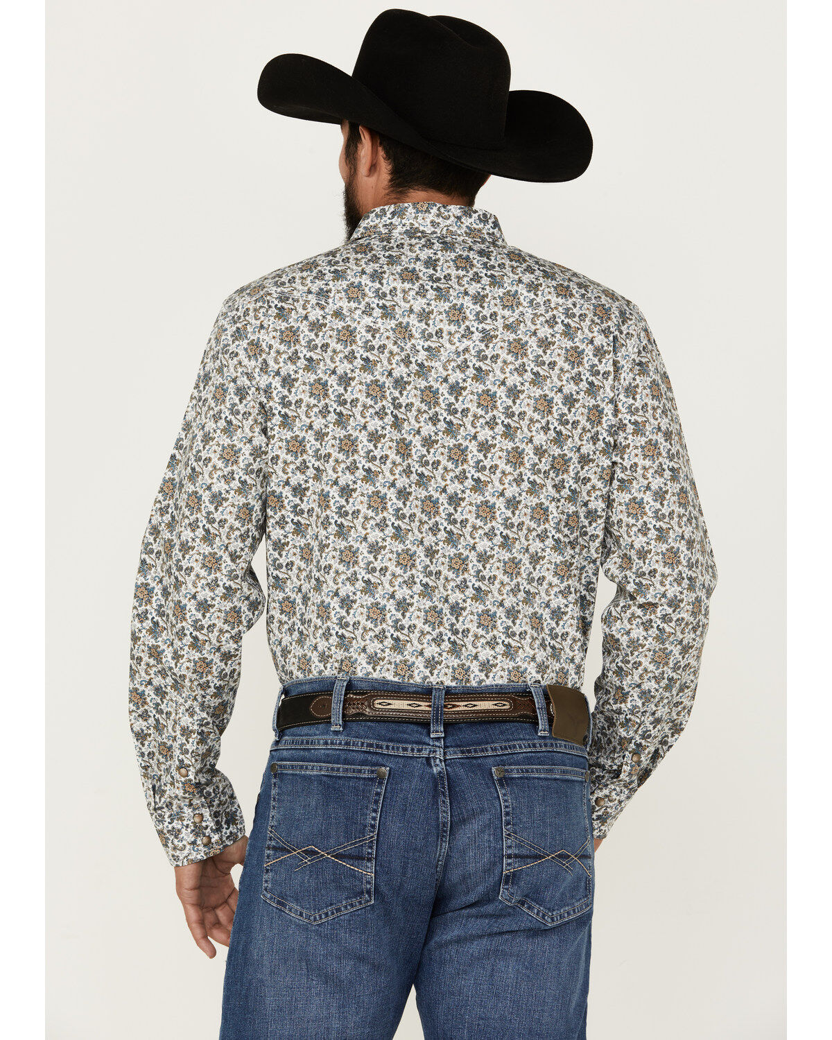 Moonshine Spirit Men's Strummin Floral Print Long Sleeve Snap Western Shirt