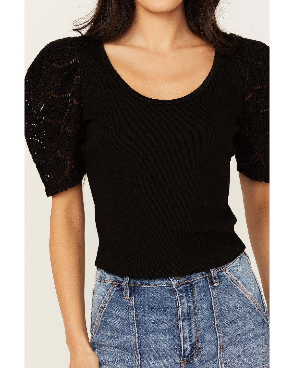 Shyanne Women's Crochet Sleeve Top