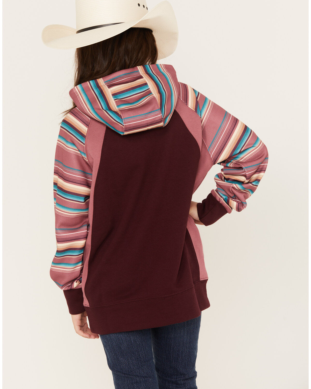 Hooey Girls' Savannah Serape Stripe Print Hoodie